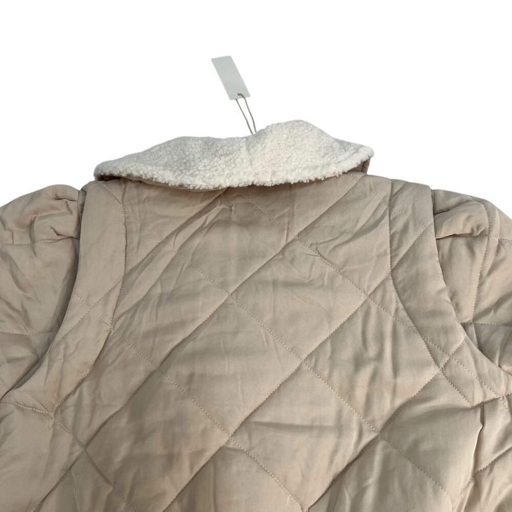 Blank NYC Size XL Faux Fur Trim Snap Front Quilted Puffer Jacket Cream Cozy NWT - Picture 9 of 16
